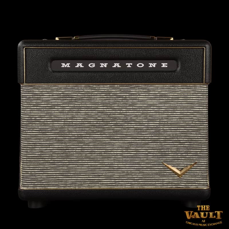 Magnatone BABY M80 12w 1x10" Combo CME Vault Exclusive Black Levant w/ Gold Piping & EC Collins Pinstripe Grill Cloth (CME Exclusive) image 1