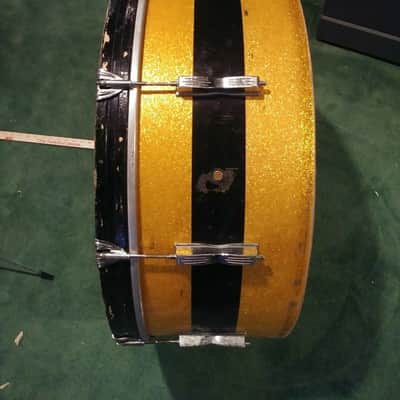 Ludwig Parade Drum 1960's-70's Gold Sparkle/Black 28x10 image 4