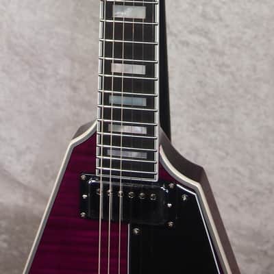NEW! Schecter V-1 Custom 254 electric guitar in trans purple finish image 3