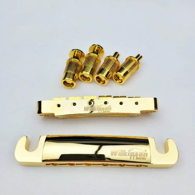Wilkinson WOGT1 & WOGB2 Tune-O-Matic Bridge for LP Guitar (Bridge & Tailpiece) - Gold (Fast Free US Shipping!) image 1