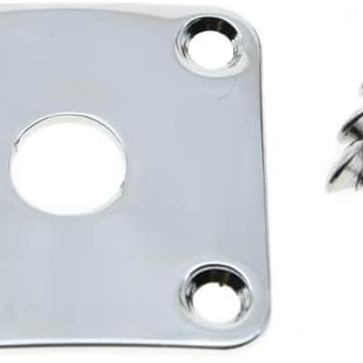 Chrome Metal Curved Bottom Jack Plate Curved Base Square Jackplate for Les Paul LP Guitars image 1