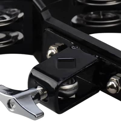 Mounted Tambourine,Drum Set Tambourine with Mounting Eye Bolt,Hi Hat Tambourine (10 double rows of jingles, Black) image 3