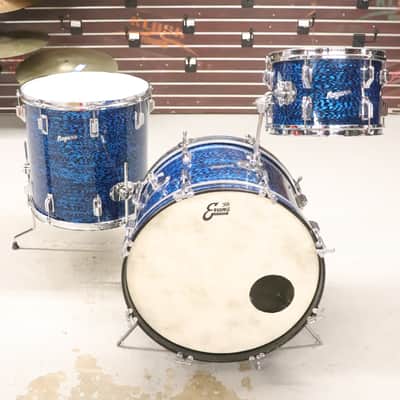 Rogers Blue Onyx Holiday 3pc Drum Set Kit Vintage 1960's 20/12/16"