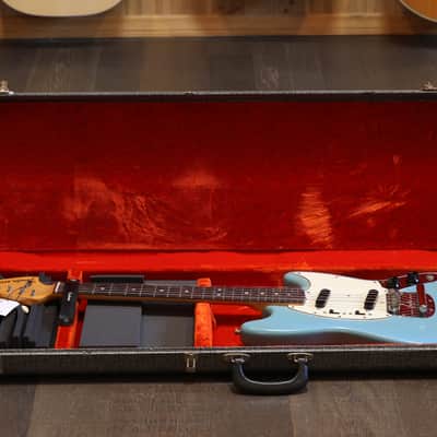 1966 Fender Mustang Electric Guitar Daphne Blue + OHSC image 21