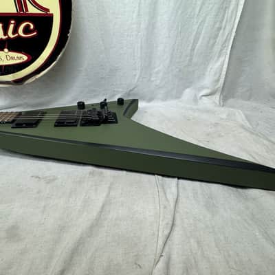 Jackson X Series RRX24 rrx 24 Randy Rhoads Flying V Guitar with Reverse Inlays + Reverse Headstock 2022 - Matte Army Drab with Black Bevels image 17