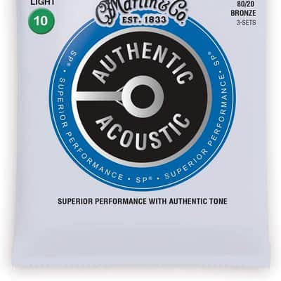 Martin MA170 Authentic Acoustic SP 80/20 Bronze Acoustic Guitar Strings - Extra Light (.10 - .47) image 1