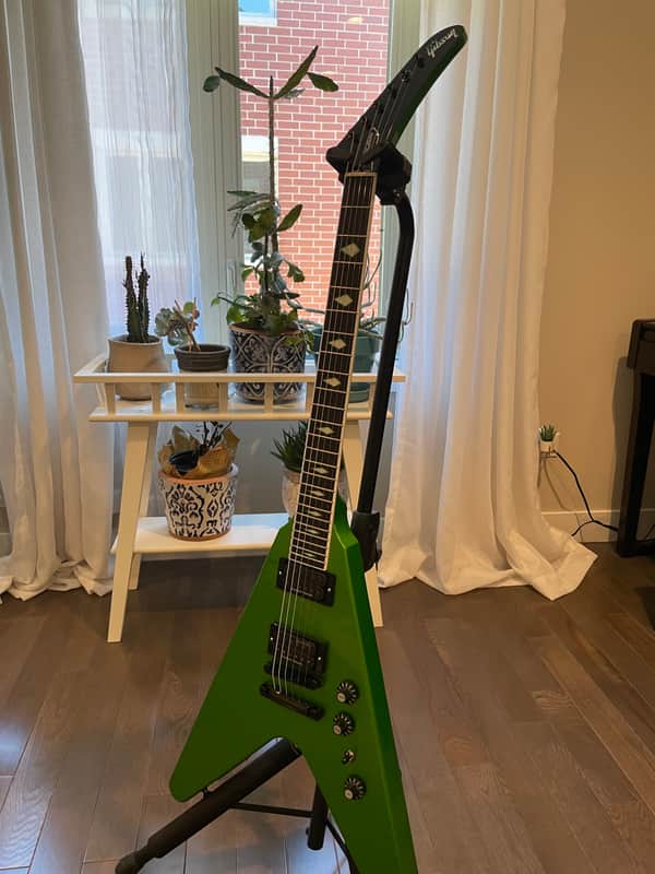 Gibson Dave Mustaine Flying V EXP Rust In Peace Electric Guitar 2022 Alien Tech Green image 1