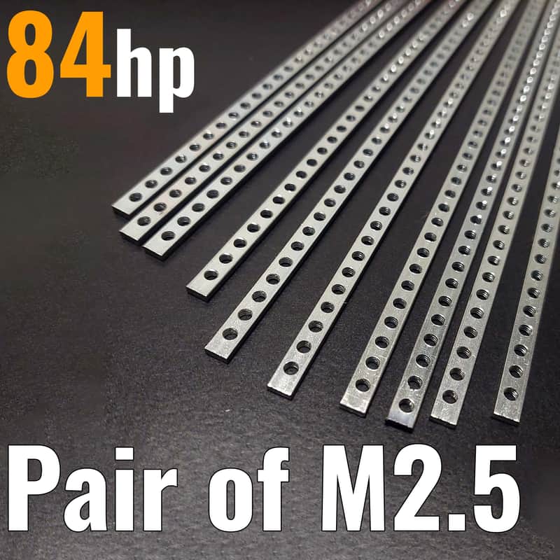 2 x 84hp / M2.5 (2.5 mm) Eurorack Threaded Nut Strips (Pair) image 1