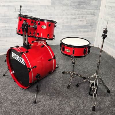 Used Peace 5pc Drum Set w/Hardware Red Lacquer w/Black Hw - Good image 2