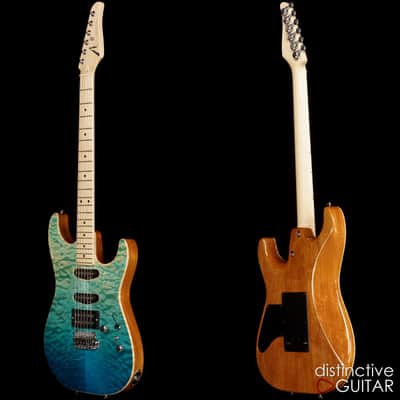 Tom Anderson Drop Top - Super Strat w/ VA Booster & Custom Pups  Bora Blue Surf image 6