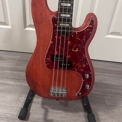 Squier by Fender P-Bass Precision Custom Stained Upgraded Cherry image 1