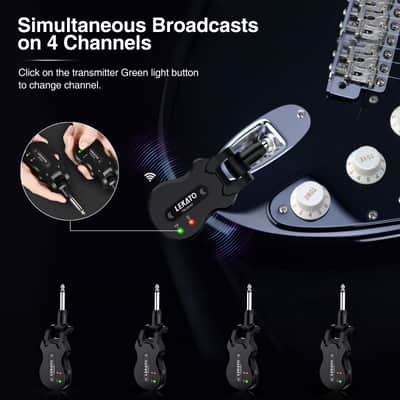 Lekato 5.8GHz 4 Channels Wireless Transmitter Receiver System for Guitar Bass 100ft image 3