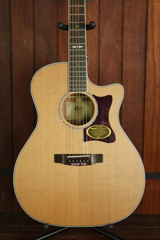 Cort GA5F-BW NS Grand Regal Series Solid Red Cedar/Austrailian Blackwood Grand Auditorium Cutaway with Electronics Natural Satin image 1