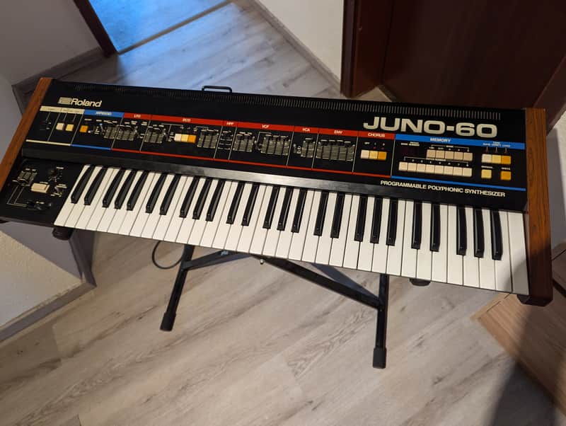 Roland Juno-60 61-Key Polyphonic Synthesizer, Boss FV-200 Expression Pedal, Roland DP-2 Hold Pedal, Kenton PRO DCB Mk3, Original Patch Cassette image 1