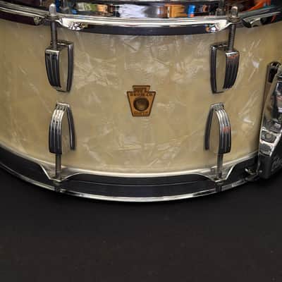 WFL Ludwig New Classic Ray McKinley 14" x 6,5" snare drum 1950's - White Marine Pearl image 2