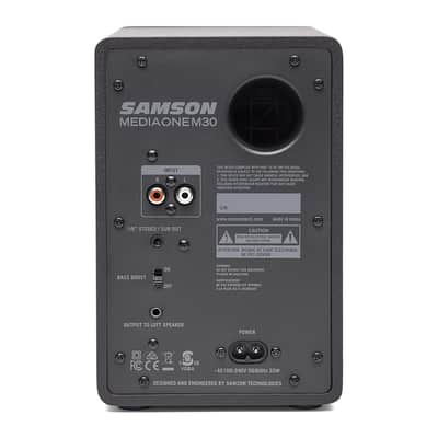 Samson SAM30 3-Inch Powered Studio Monitors Pair Featuring Polypropylene Woofer and 3/4-inch Silk-Dome Tweeter in MDF with Textured Vinyl Covering (Black) image 7