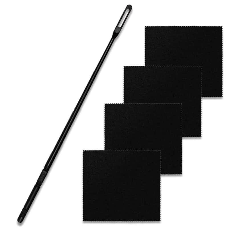 Flute Cleaning Kit Flute Cleaning Rod with 4pcs Flute Cleaning Cloth Flute Cleaning Swabs Flute Polishing Cloth Flute Stick Flute Cleaner Flute Cleaning Tools for Flute maintenance tools, black image 1