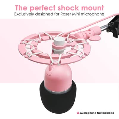 Seiren Mini Microphone Shock Mount - Pink Shock Mount And Pop Filter Compatible For Razer Seiren Mini Mic, Mic Anti Vibration Reduces Vibration Noise Matching Boom Arm By image 2
