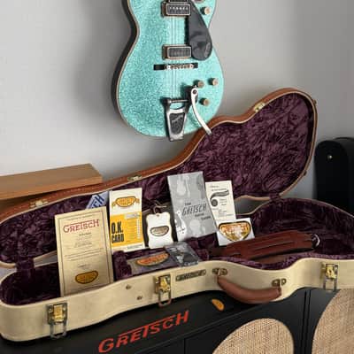 Masterbuilt Gretsch USA Custom Shop GONZALO MADRIGAL  G6129 CS 1957 Jet Turquoise Sparkle Heavy Relic image 2