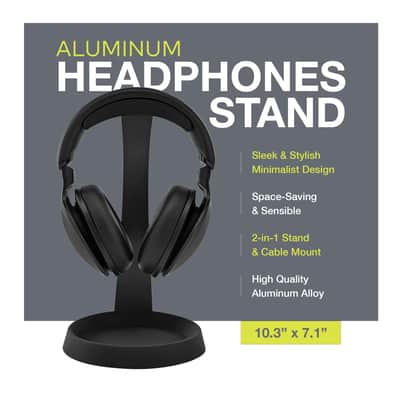 Knox Gear Aluminum Headphone Stand for Desk with Solid Base Mount (Black) image 9