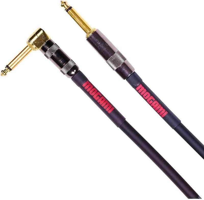 OD GTR-12R Overdrive Guitar Instrument Cable, 1/4" TS Male Plugs, Gold Contacts, Right Angle and Straight Connectors, 12 Foot image 1