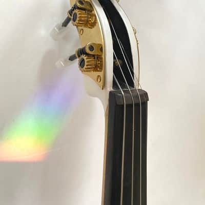 Rose Delight Electric Acoustic Violin Outfit w/ Brass mechanical pegs, pearl fine tuners, white carbon fiber bow image 4