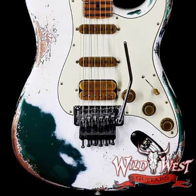 Fender Custom Shop Wild West White Lightning Stratocaster HSS Floyd Rose Maple Board 22 Frets Heavy Relic British Racing Green 8.00 LBS image 1