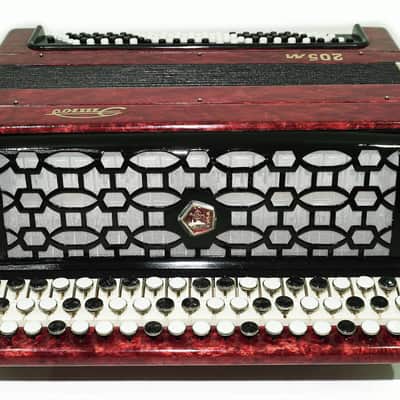 Tulskiy Russian Bayan Etude 205M Button Accordion 100 bass Acordeone de Botones, with Straps and Hard Case, 2437, Vintage Tula Factory Musical Instrument image 8