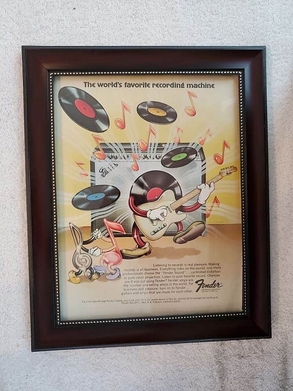 1973 Fender Guitars Color Promotional Ad Framed Fender Telecaster Deluxe Reverb Original image 1