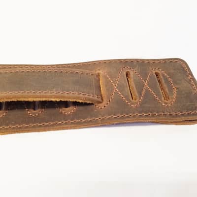 Padded Genuine Leather Guitar or Bass Strap 3.25" Wide Lightly Distressed image 10