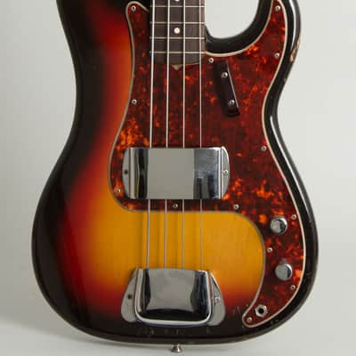 Fender Precision Bass Solid Body Electric Bass Guitar (1963), ser. #92338, black tolex hard shell case. image 3