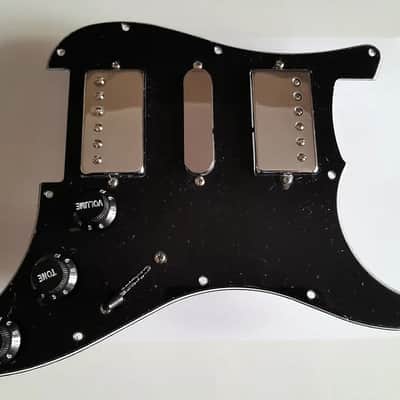Handmade prewired HSH neodymium Strat pickguard with HB split switch TR BL and mid PU cutoff switch. PAF style HB's. image 2