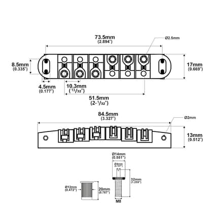 51.5mm Guitar Locking Roller Bridge Tune-O-Matic Bridge for Epiphone Les Paul SG Style Electric Guitar,Chrome image 2