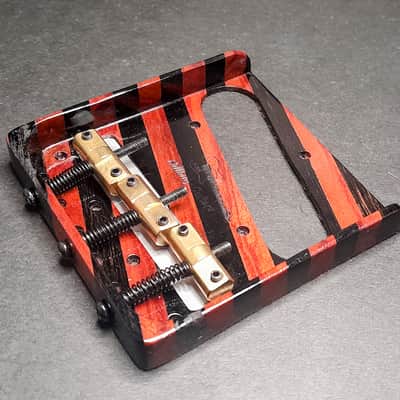Hillbilly Guitars Custom Black Ebony & Bloodwood Telecaster Bridge w Brass Comp Saddles image 1