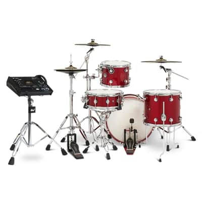 FREE TOM REBATE! - DW DWe 4pc Complete Electronic/Acoustic Drum Set w/Roland V71 Black Cherry Metallic image 3