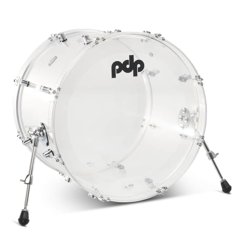 PDP Concept Acrylic Bass Drum, 16x22” Clear with Chrome Hardware image 1