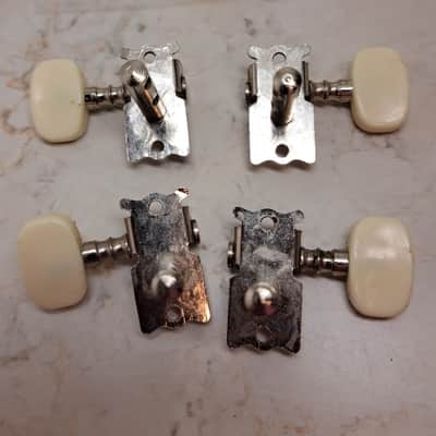 Unbranded Ukulele Uke Open Tuning Machines Tuners -Set of 4 (2+2) - Chrome w/ Ivory Knobs/ Buttons - Screws & Ferrules/Bushings image 6