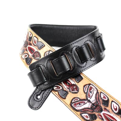 Walker & Williams LHR-23 Gloss Black Premium Leather w/North West Bear Totem Carving image 2