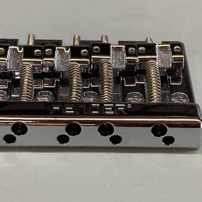 Used Fender 099-4407-000 HiMass 4-String Bass Bridge Assembly with Zinc Saddles 2010s - Chrome image 4