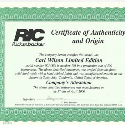Rickenbacker 360/12CW Carl Wilson 2000 - Fireglo, Signed By Brian Wilson image 18