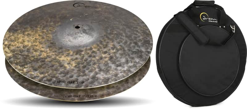 Dream DMHH15 15-inch Dark Matter Hi-hat Cymbals  Bundle with Dream BAG22D Deluxe Cymbal Bag with Dividers - 22-inch image 1