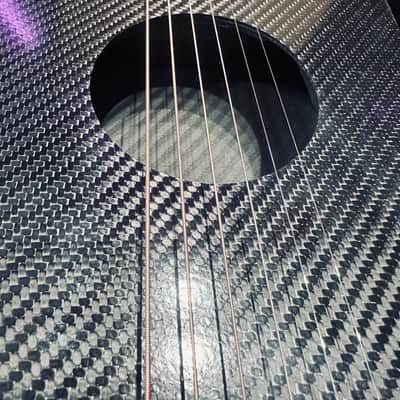 KLOS Carbon Fiber Travel Acoustic Guitar w/ Padded Case – Black – Used image 4
