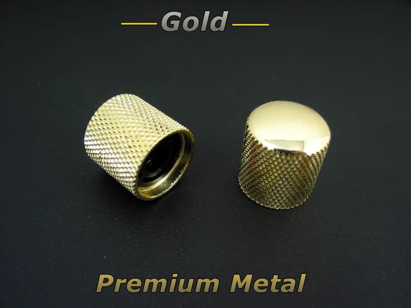 Premium Metal Control Knobs for Telecaster Knurled Inserts for Split Shaft Pots - Gold image 1