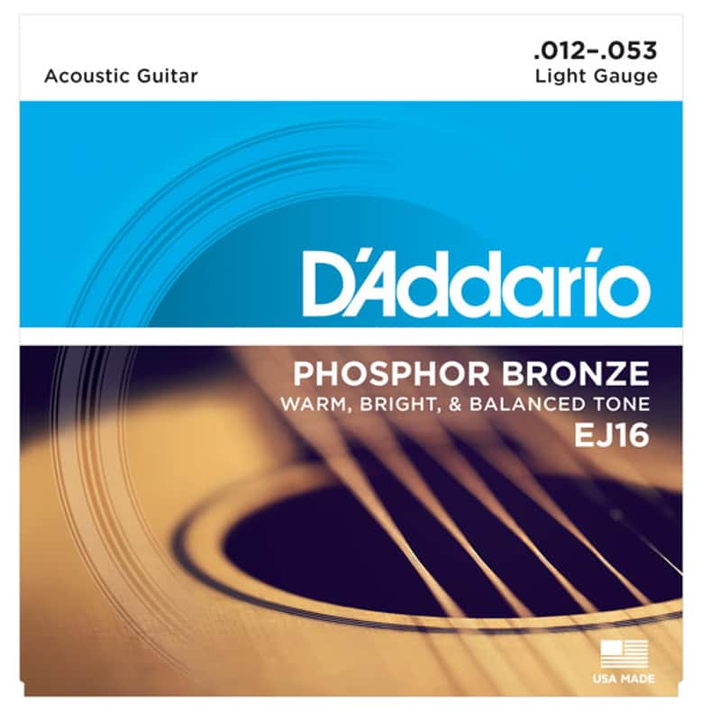 D'Addario EJ16 Phosphor Bronze Light Acoustic Guitar Strings .012-.053 image 1