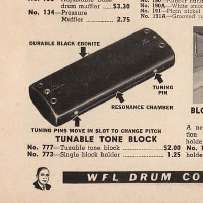 Ludwig WFL Cowbell & Tone Block Set, Huge 5" & 6" Cow Bells - 1945 / INSPECTED & TESTED image 8