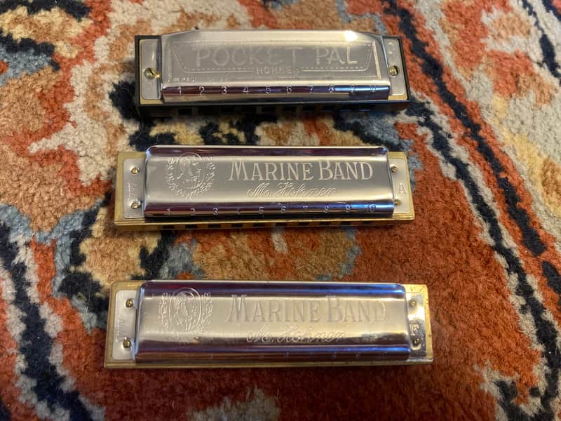 Hohner Harmonica (3) Marine Band A F Pocket Pal in C Ship Free Tomorrow image 1