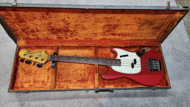 1966 Fender Mustang Bass- Dakota Red, good condition, w/ case - Very Good