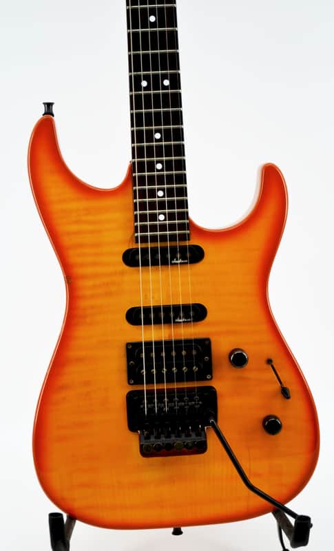 Charvel 375 Deluxe with Rosewood Fretboard 1989 - 1991 - Transparent Amber - Chainsaw Case image 1