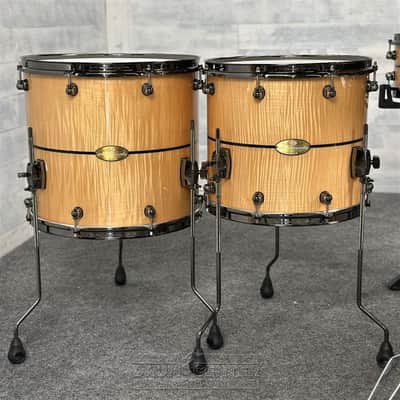 Pearl Masterworks 7pc Drum Set Fiddleback White Sycamore w/Black Nickel Hardware image 3