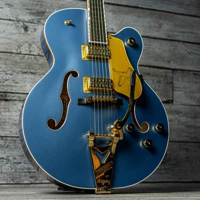 Gretsch Pro Falcon Hollow Body with String-Thru Bigsby and Gold Hardware - Ebony Fingerboard, Cerulean Smoke image 2